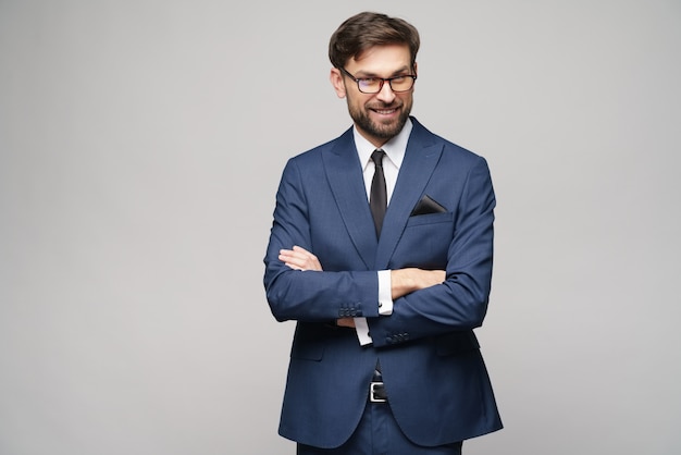 young handsome businessman wearing suit