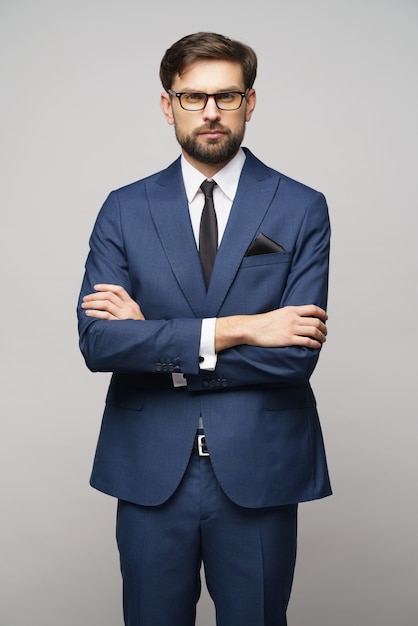 young handsome businessman wearing suit