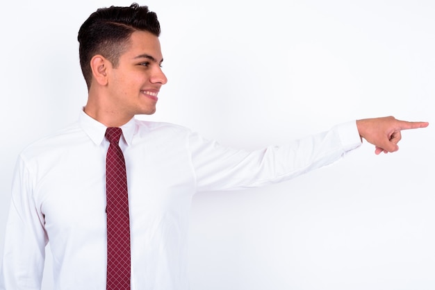 young handsome businessman on white