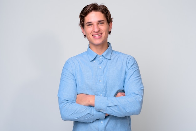 young handsome businessman with wavy hair