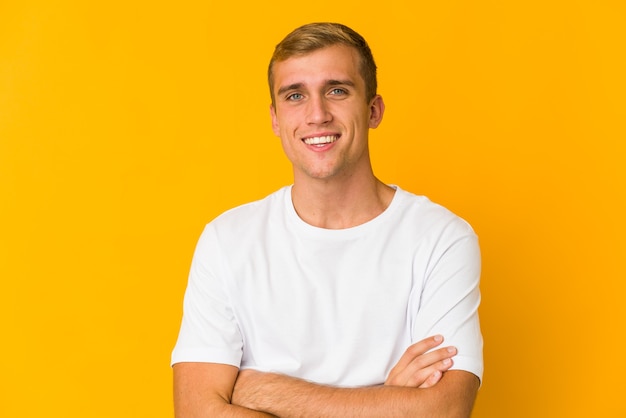 Young handsome caucasian man expressing emotions isolated