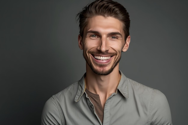 Young and handsome latin man and very smiling Ai generated