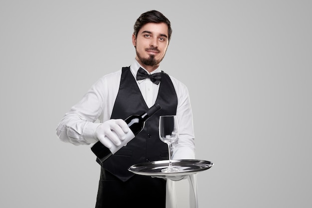 Young handsome male in elegant uniform