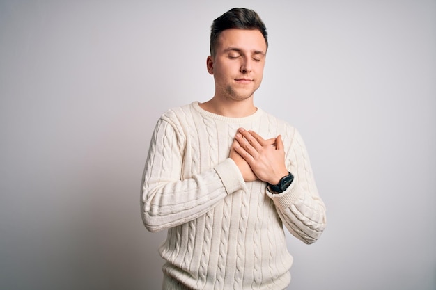 Young handsome man doing gesture