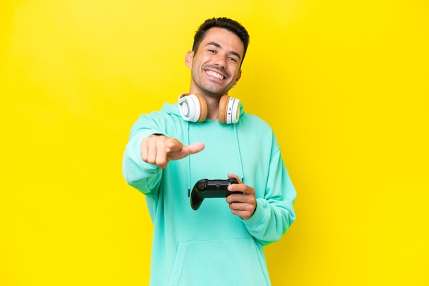 Young handsome man over isolated background