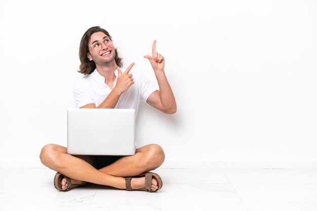 Young handsome man over isolated background