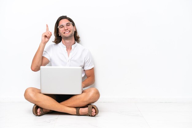 Young handsome man over isolated background