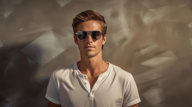 young handsome man wearing sunglasses smile