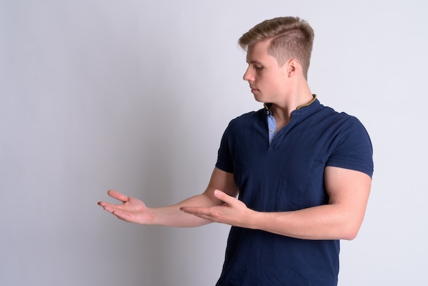 young handsome man with blond hair