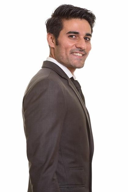 Young handsome Persian man on white