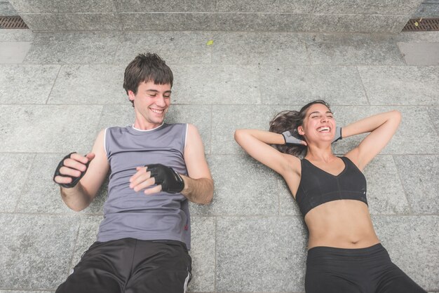 young handsome sportive man and woman