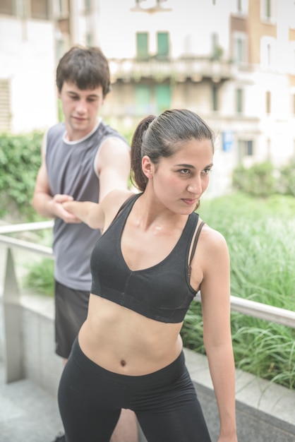 young handsome sportive man and woman