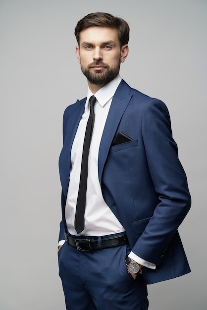 young handsome stylish businessman wearing suit