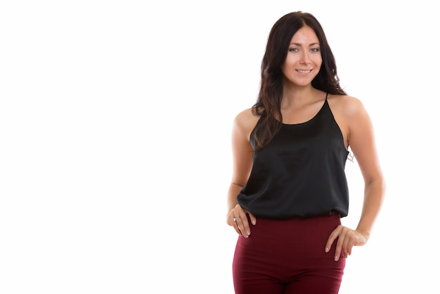 young happy businesswoman smiling while posing