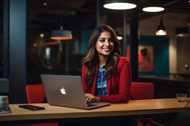 Young Happy Businesswoman Using Computer in Modern Office with Colleagues Stylish Beautiful Manager