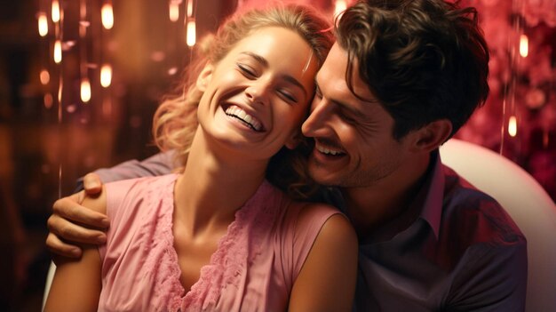 A young happy couple having facial in spa salon