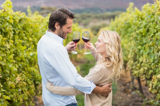 Young happy couple toasting