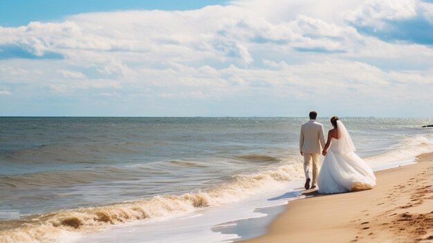 young happy couple at tropical beach