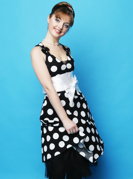 Young happy pin-up woman