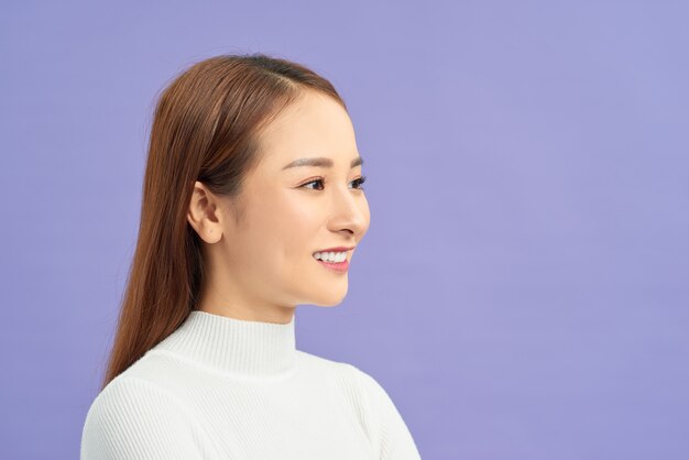 Young healthy Asian woman with smiley face.