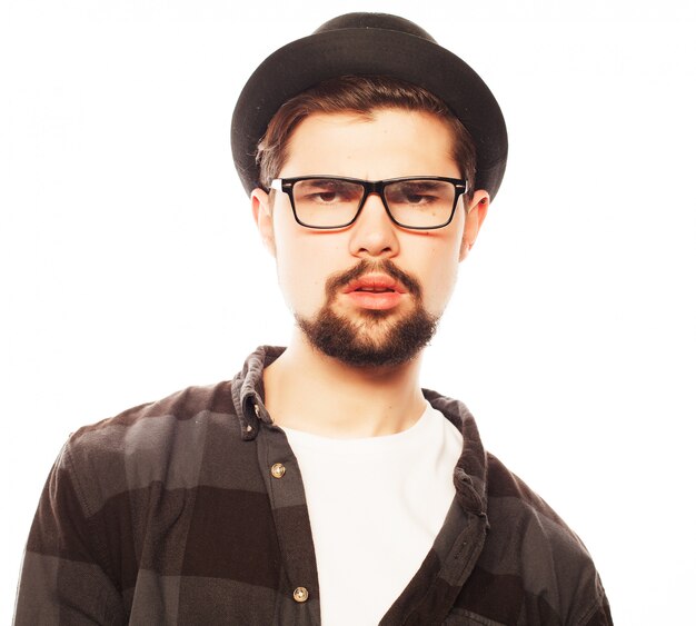 Young hipster man wearing hat