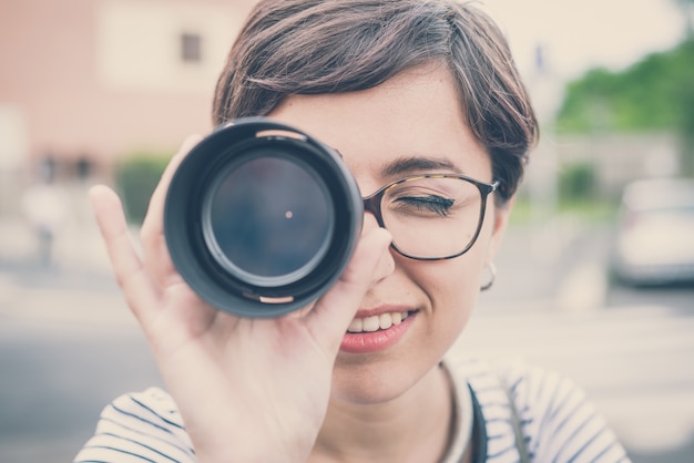 Photo young hipster woman