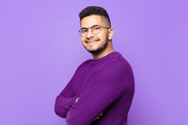 Young hispanic man happy expression