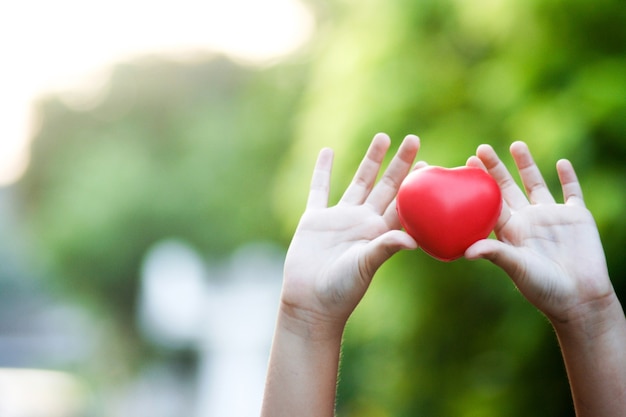 young holding heart in hand