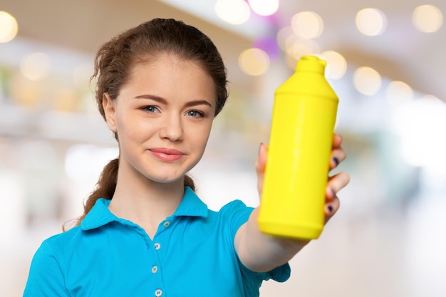 Young housewife is ready for cleaning