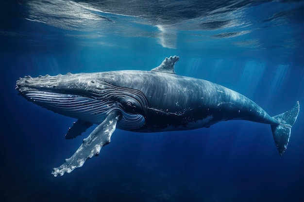 Young Humpback Whale In Blue Water