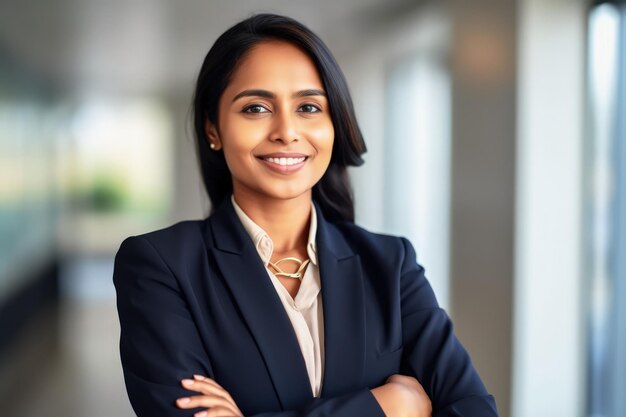 Photo young indian business woman at office for corporate lifestyle