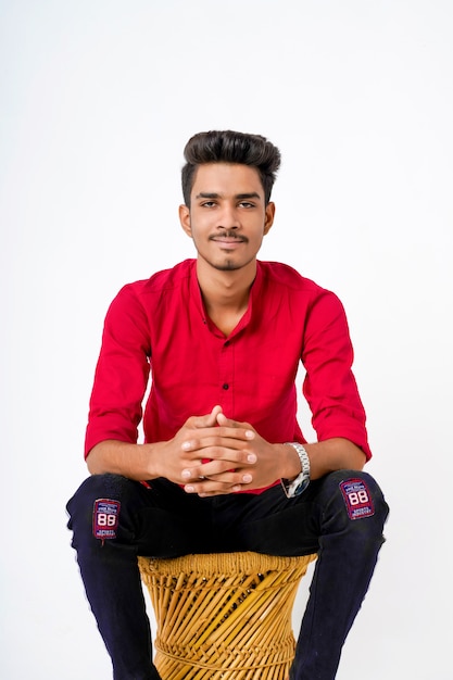 young indian college man showing multi expression