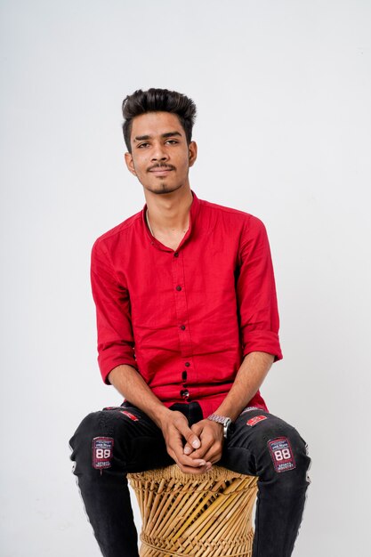 young indian college man showing multi expression