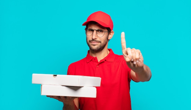 Young indian deliver man with happy expression