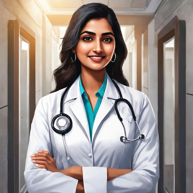 Young Indian girl female doctor