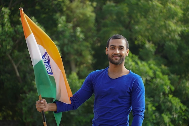 Young indian man celebrating indian republic day or independence day