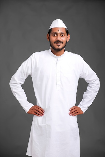 Young indian man (pilgrim) in traditional wear.