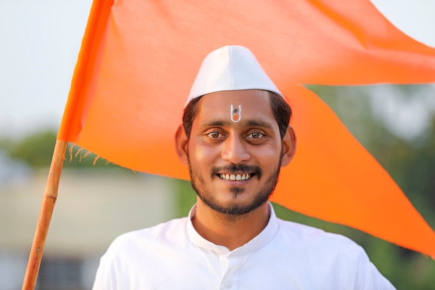 Young indian man (pilgrim) in traditional wear.