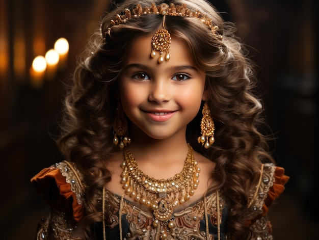 Молодая индийская принцесса, отражающая царственную элегантность в традиционном наряде