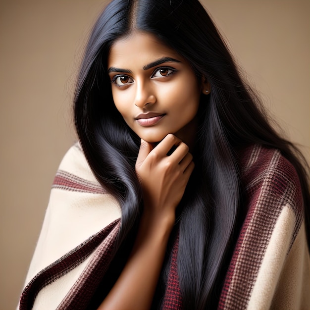 young indian woman in studiobeautiful woman with natural makeup