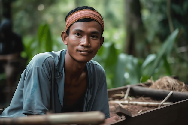 young Indonesian man work as labor