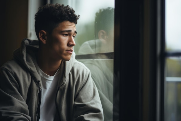 a young influencer looking out a window symbolizing the isolation