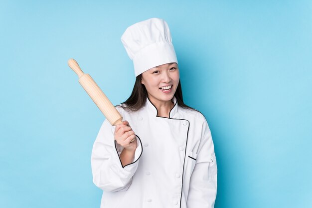 Young japanese chef woman cooking