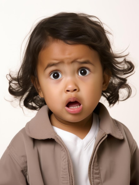 young kid with Asian features who appears to be shocked