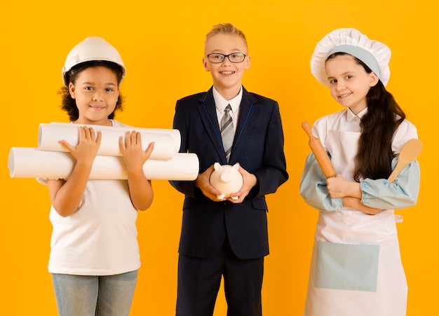 Young kids with different professions