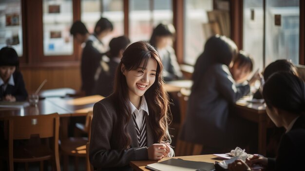 Photo young korean student studying