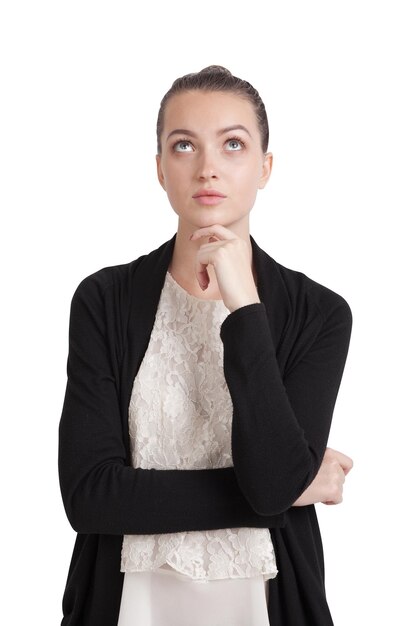 Young lady in black cardigan