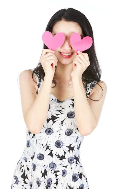 Young lady with hearth shaped paper