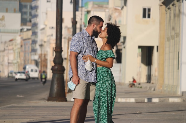 Young latin couple in Havana city