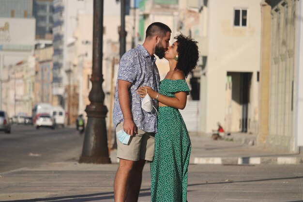 Young latin couple in Havana city